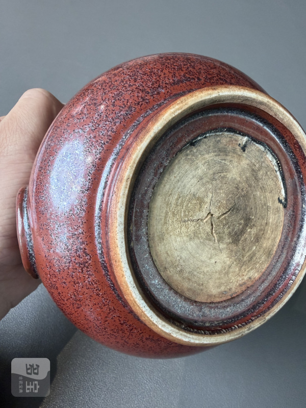 清雍正 铁锈釉狮耳炉 - 图8